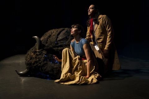 Two actors and a buffalo.