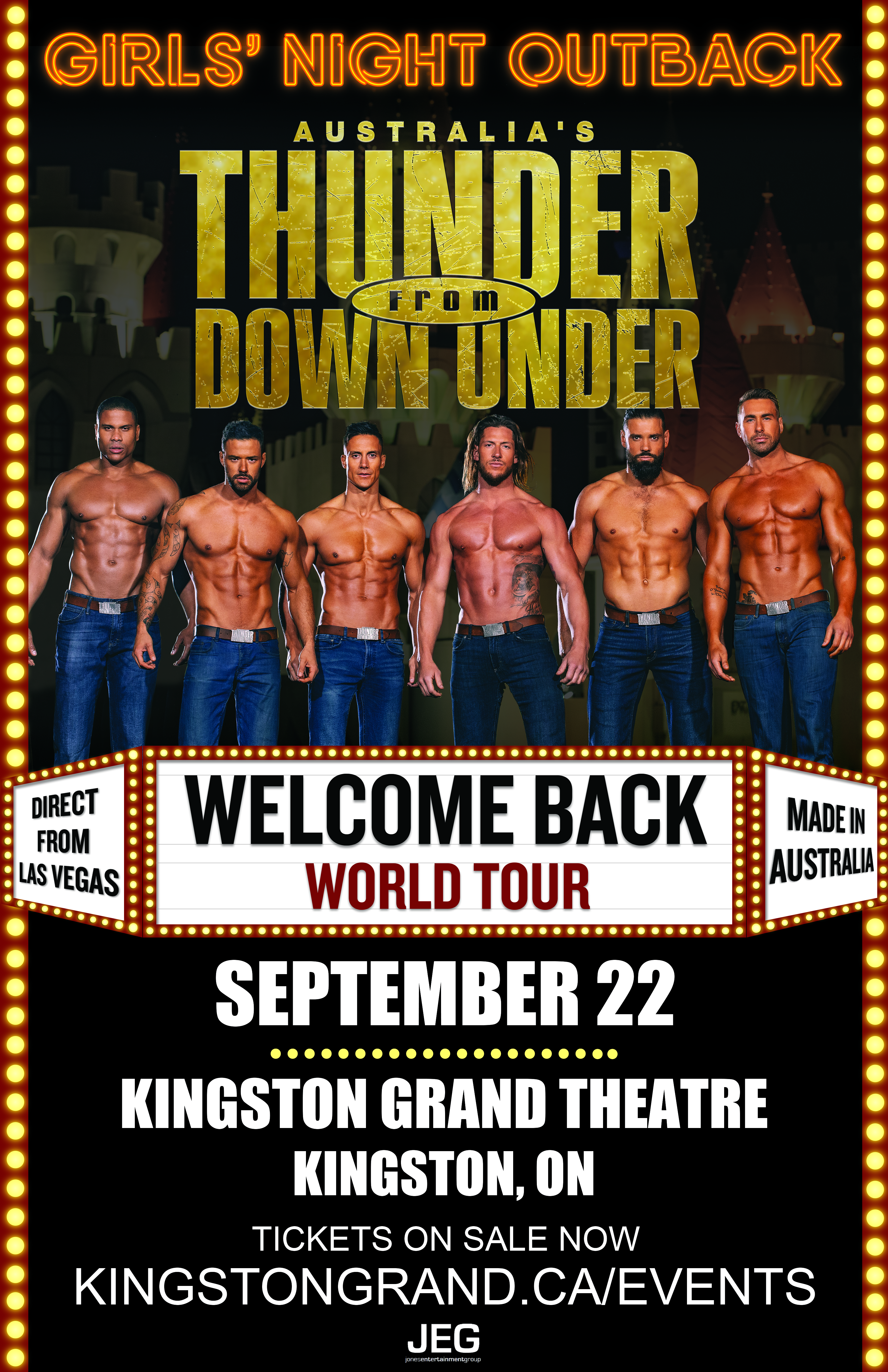 Australia's Thunder From Down Under six shirtless men in jeans
