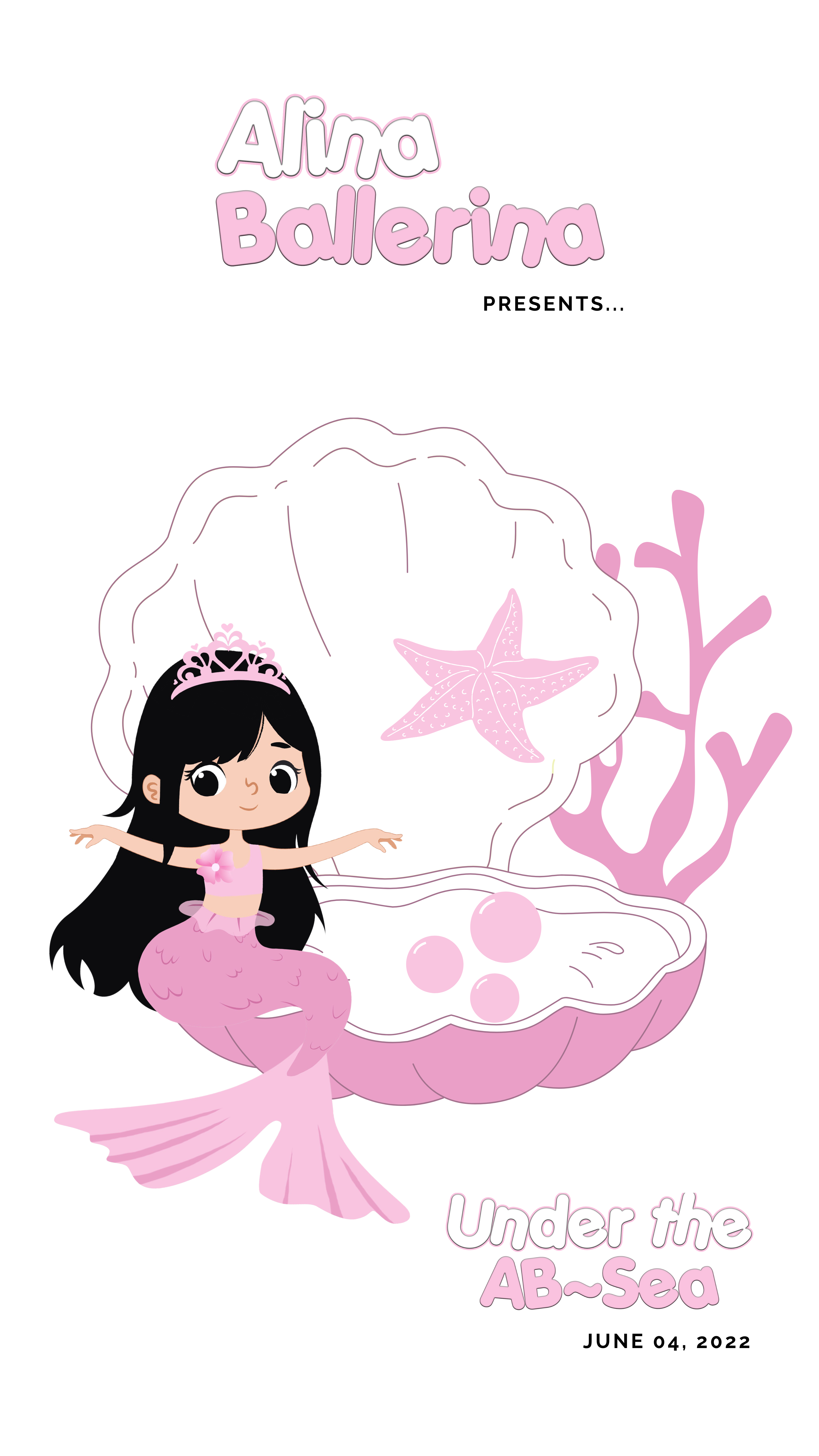 Under The AB ~ Sea dark haired mermaid in pink