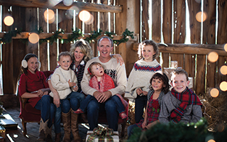 Celtic Family surrounded by Christmas decorations