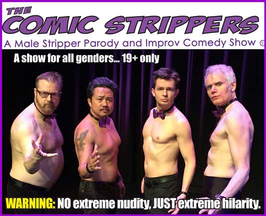 The Comic Strippers Four middle aged men with no shirts