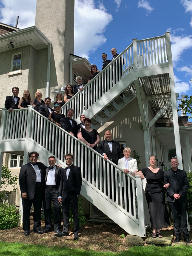 Elmer Iseler Singers on a staircase