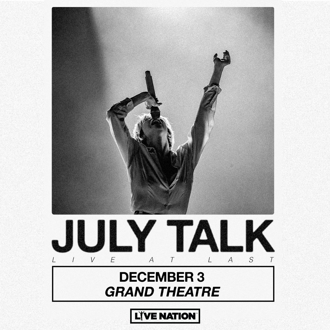 July Talk: Live At Last singer with microphone throwing the other arm in the air