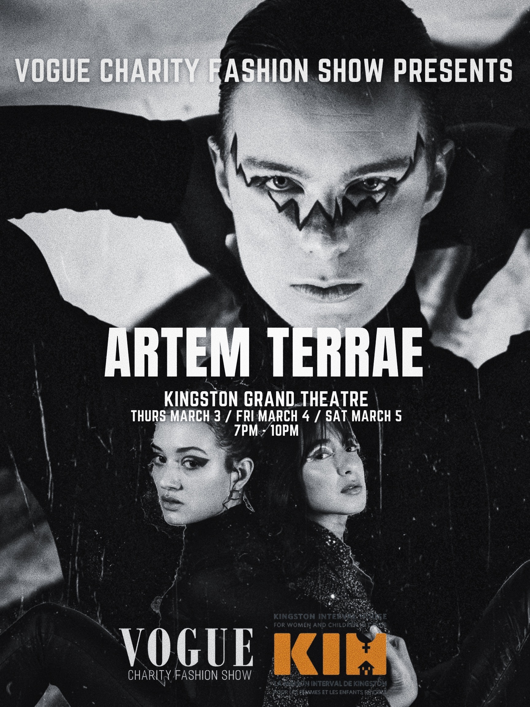 Vogue Charity Fashion Show - ARTEM TERRAE models with drastic makeup in black and white