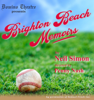 Brighton Beach Memoirs baseball at the bottom of the picture with green grass and blue sky