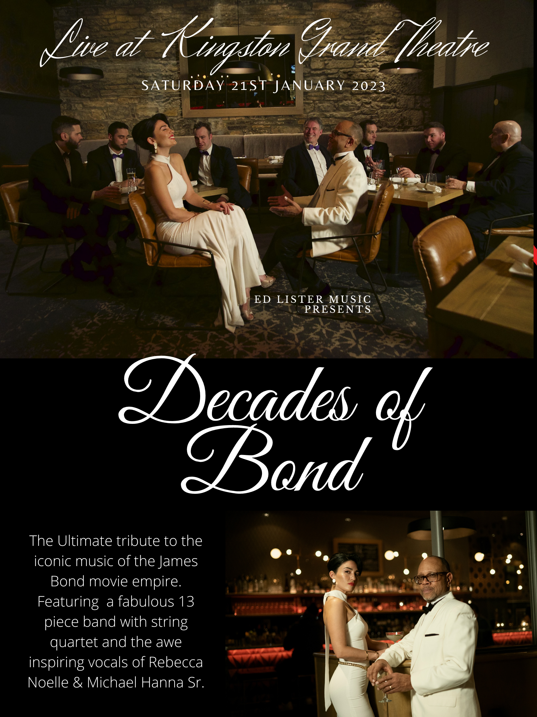 Decades of Bond poster depicting swing era music