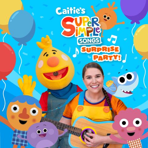 brightly coloured poster with Caitie and characters