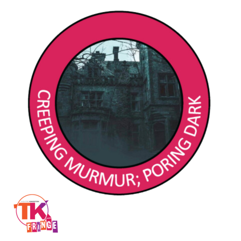 Graphic in center with magenta ring around stating show title