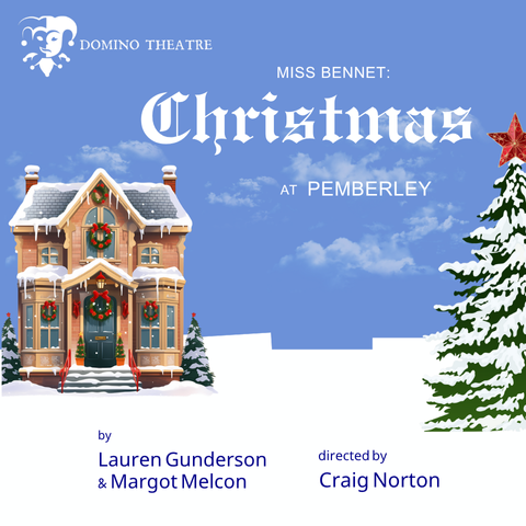 a christmas scene with a decorated house and a christmas tree