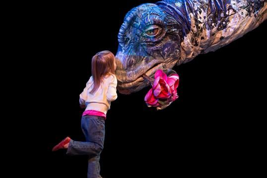 Girl and dinosaur