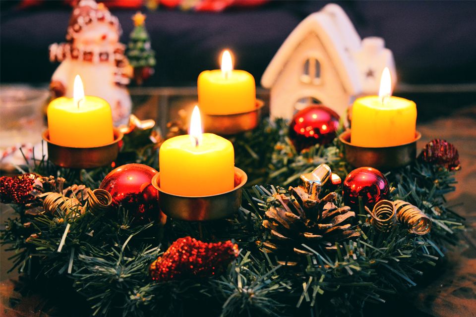 Candlelight Christmas Christmas candles glowing on a table