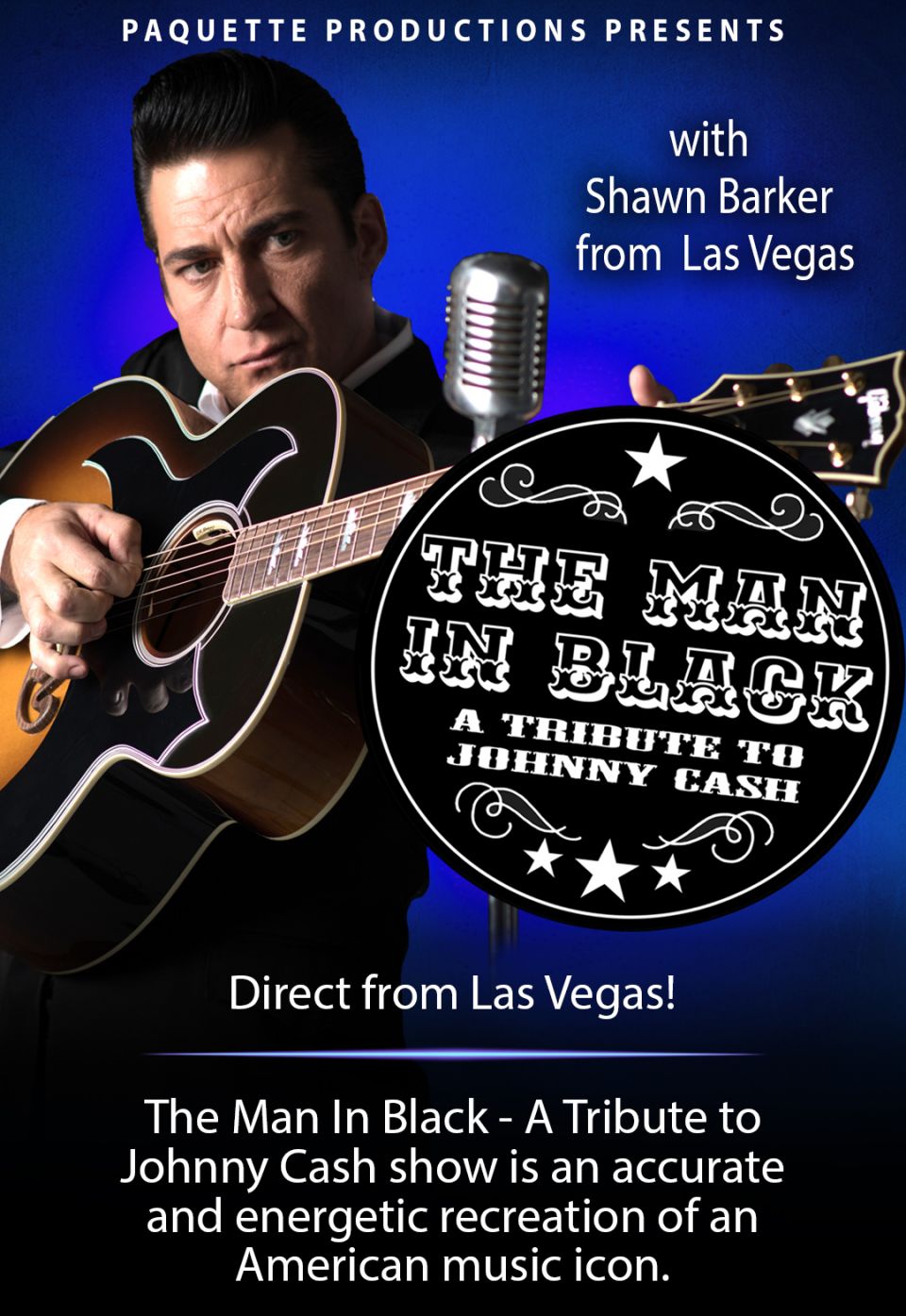 The Man in Black - A Tribute to Johnny Cash Poster showing information about The Man In Black Concert