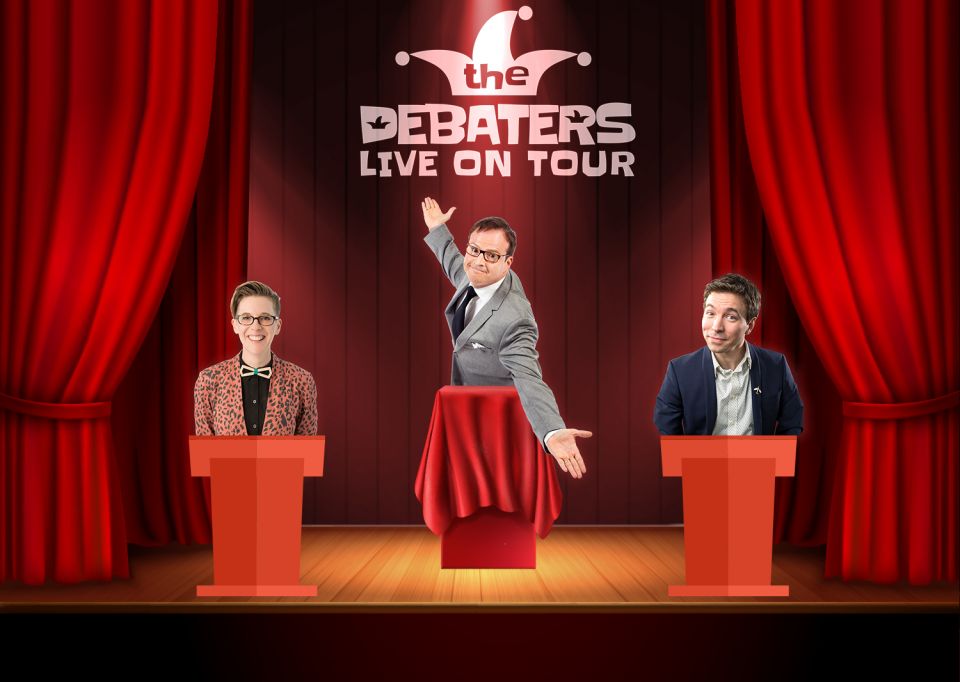The Debaters three comedians at podiums