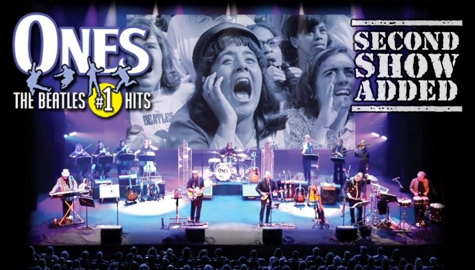 Ones - The Beatles #1 Hits A screaming Beatles Fan photo projected over ONES band members on a lit stage