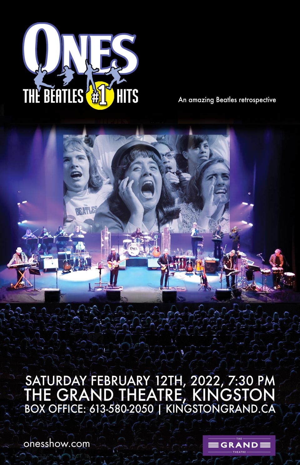Ones - The Beatles #1 Hits A screaming Beatles Fan photo projected over ONES band members on a lit stage