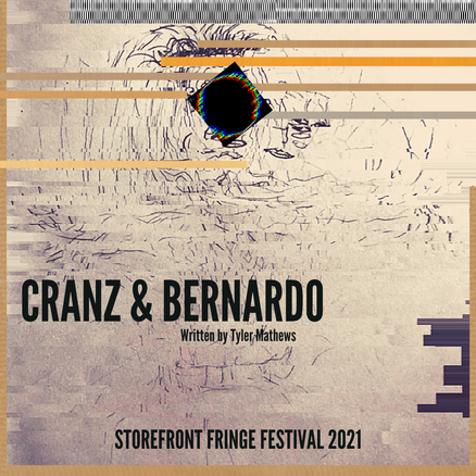Cranz & Bernardo inside of a cardboard box with algorithms scrawled on the sides