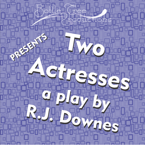 Two Actresses purple background with white text of show name