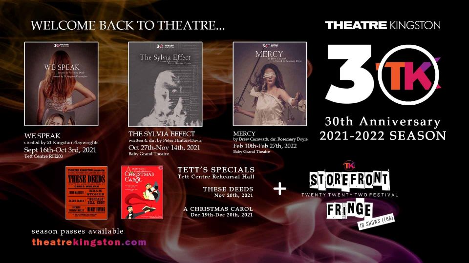 TK 30th Anniversary Season Collage of 5 images of shows being offered by Theatre Kingston