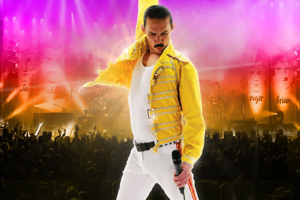 Queen: It's A Kinda Magic Freddy Mercury with arm raised on poster front