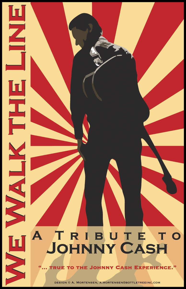 We Walk The Line - Tribute to Johnny Cash silhouette of Johnny infront of a sunburst