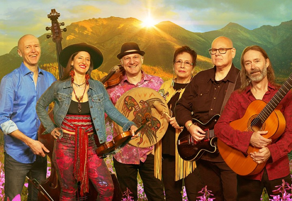 Six musicians holding instruments.
