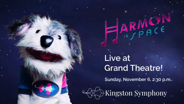 dog puppet "Harmon" on a purple background