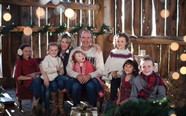 Celtic Family surrounded by Christmas decorations