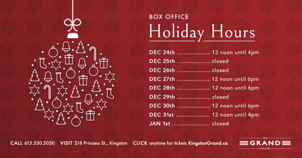 Holiday Box Office Hours Holiday Box Office Hours