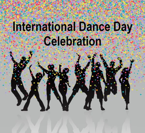 silhouettes dancing with colour confetti falling from sky