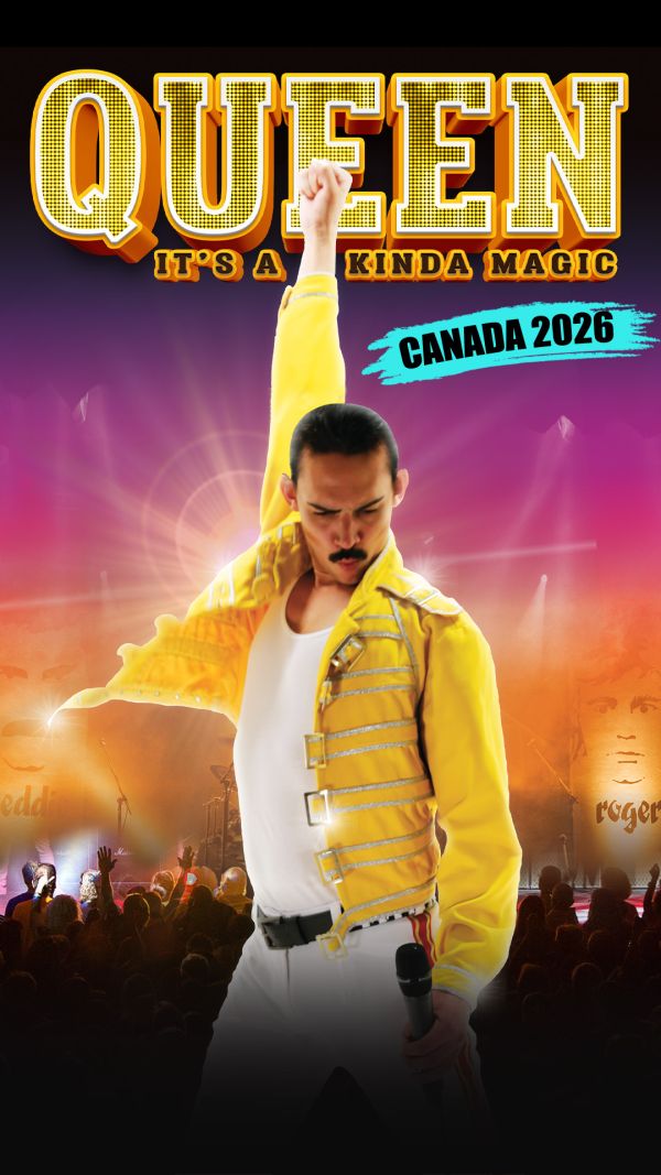 Freddie Mercury tribute performer in iconic yellow jacket at a Queen tribute show.