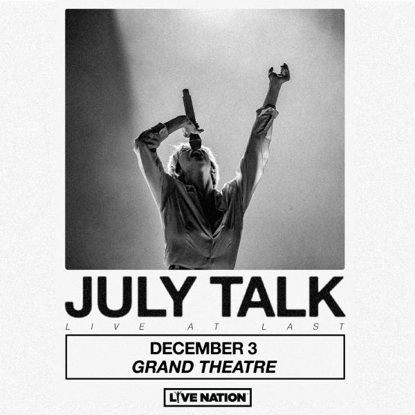 July Talk: Live At Last singer with microphone throwing the other arm in the air