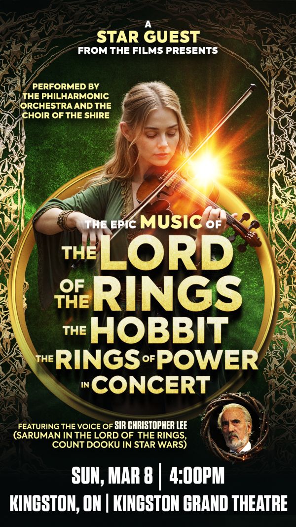 blond female playing a violin with a gold ring in the background