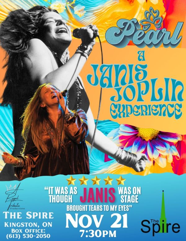 a very 60's poster with the performer dressed like Janis Joplin