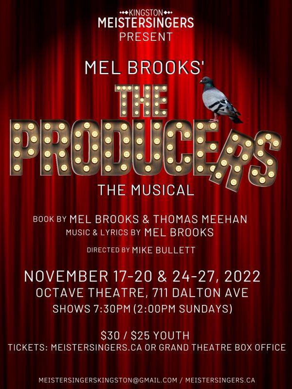 red curtain with The Producers in lights