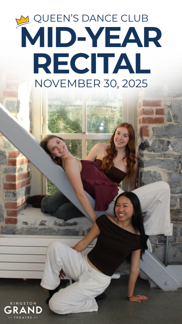 Queen's Dance Club dancers pose promoting their Mid-Year Recital at Kingston Grand Theatre on November 30, 2025.