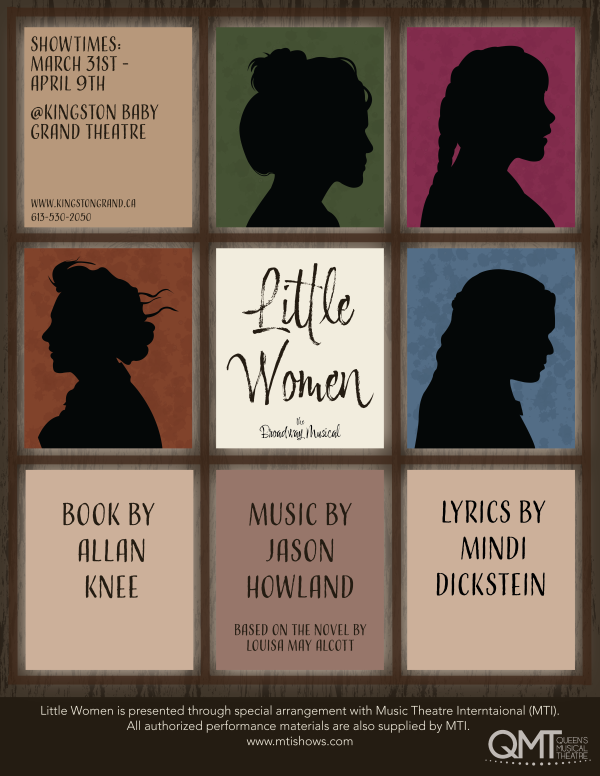 Little Women: The Musical silhouettes of women announcing the performance of Little Women