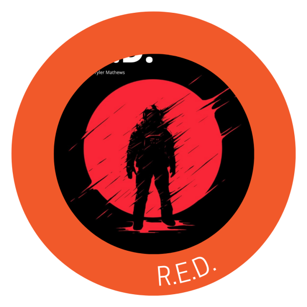 warrior silhouette with red background