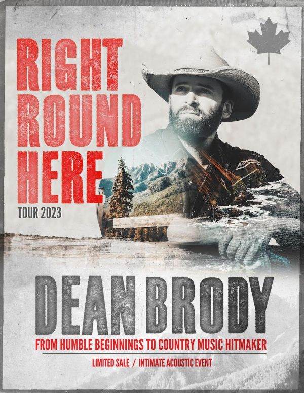 Dean Brody "Right Round Here" 2023 Tour Poster
