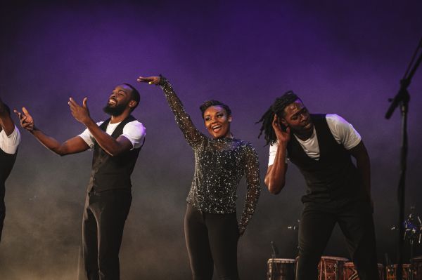 Dancers performing Step Afrika! on stage