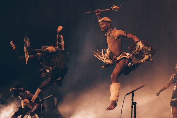 Dancers performing Step Afrika! on stage