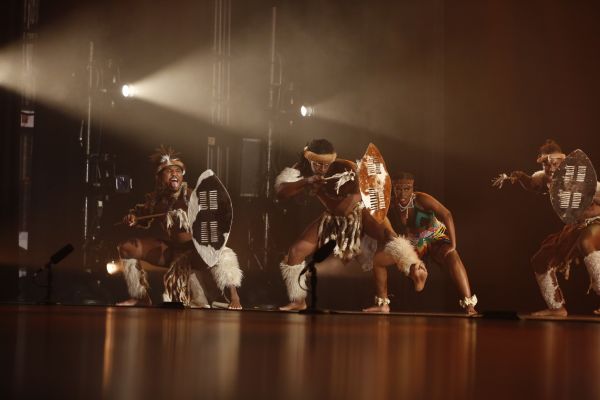 Dancers performing Step Afrika! on stage