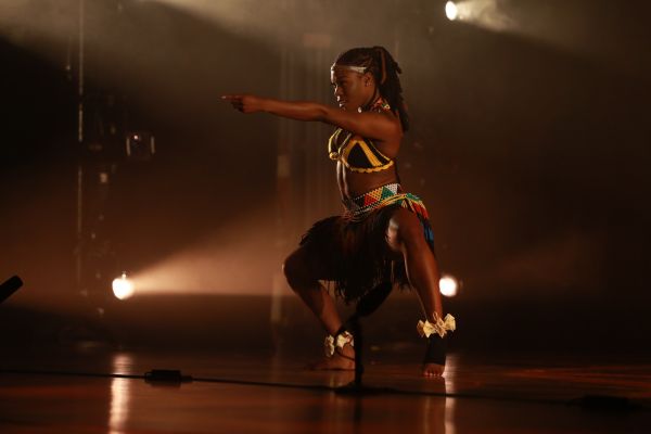 Dancers performing Step Afrika! on stage