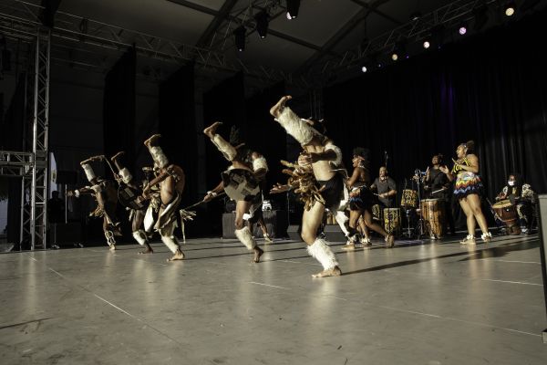 Dancers performing Step Afrika! on stage