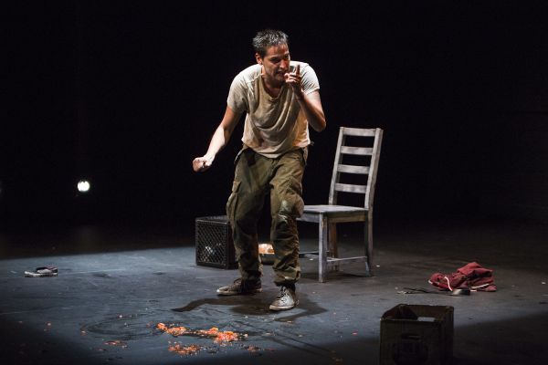 Actor moving across stage