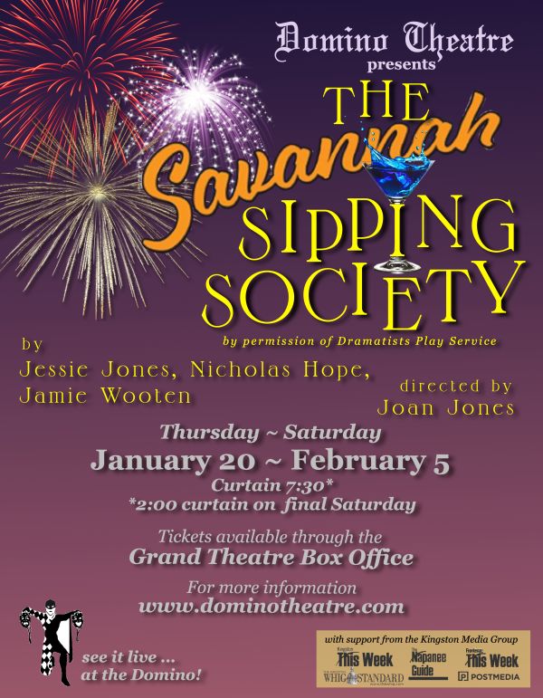 The Savannah Sipping Society fireworks on a burgundy background