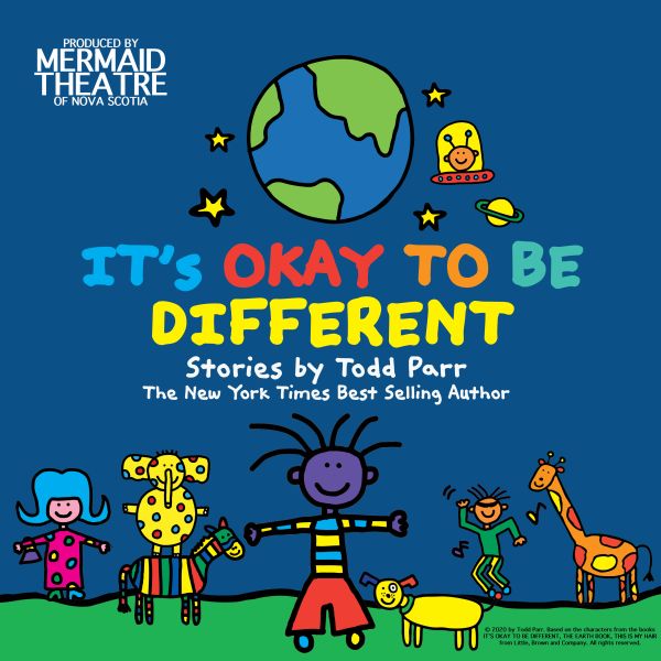 Cartoon of the world with It's Okay to be Different below on a blue background
