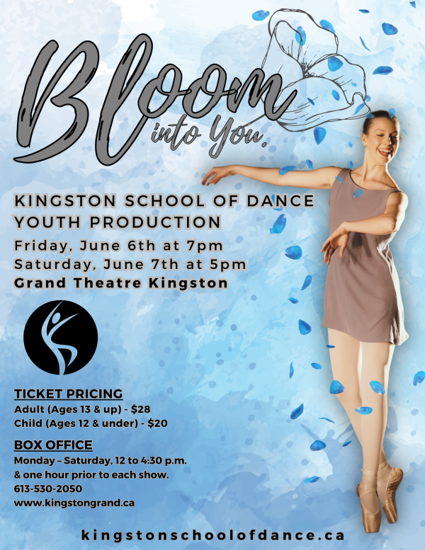 blue background with a dancer on the right side