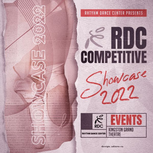 RDC Competitive Showcase 2022 Poster with dancer on left, and listing details of event on right.