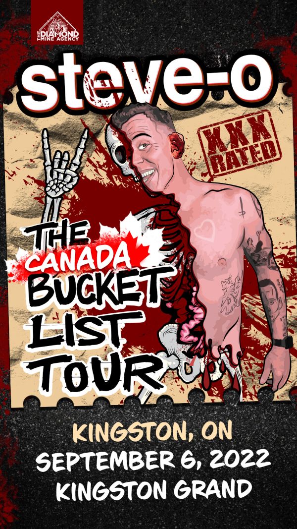 Cartoon of Steve-O, half man half half corpse, giving the peace sign